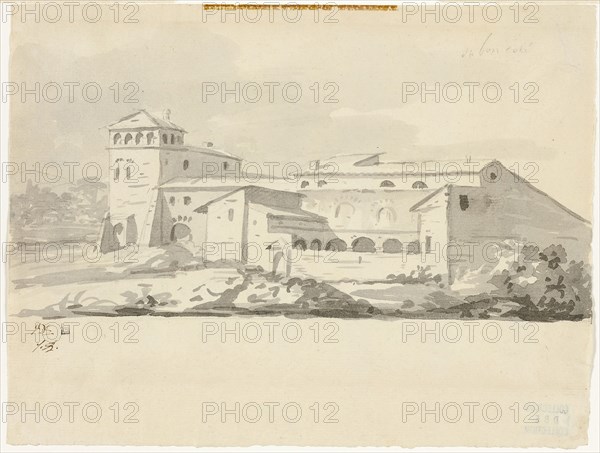 Villa in the Campagna, 1775–80, Jacques Louis David, French, 1748-1825, France, Brush and gray washes, over graphite, on ivory laid paper, 169 × 223 mm