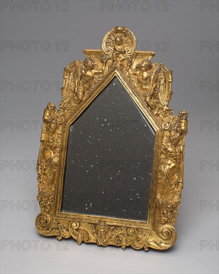 Mirror with Gilt Bronze Frame, 1560/70, French, probably Paris, Paris, Gilt bronze, mirrored glass, 20.9 × 13.9 cm (8 1/4 × 5 7/16 in.)