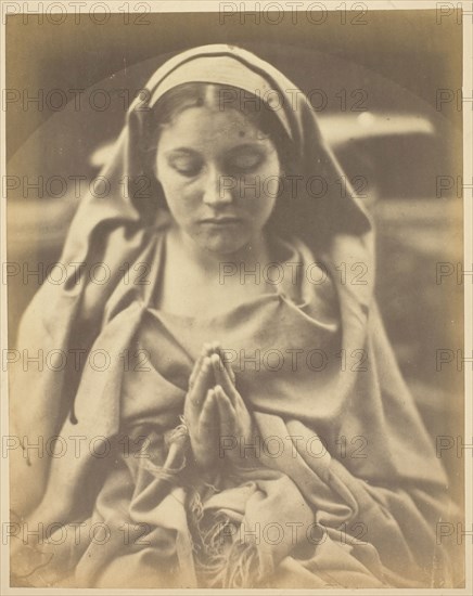 St. Agnes, 1864/65, Julia Margaret Cameron, English, 1815–1879, England, Albumen print, 26.4 × 20.9 cm (image/paper), 44.6 × 35.6 cm (mount)