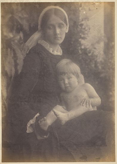 Mrs. Herbert Duckworth with Gerald Duckworth, 1872, Julia Margaret Cameron, English, 1815–1879, England, Albumen print, 36.3 × 25.8 cm (image/paper), 44.4 × 35.5 cm (mount)