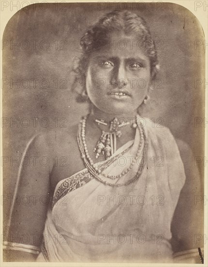 Sinhalese Woman, 1875/78, Julia Margaret Cameron, English, 1815–1879, England, Albumen print, 23.4 × 18.2 cm (image/paper, top corners rounded), 45.8 × 35.6 cm (mount)