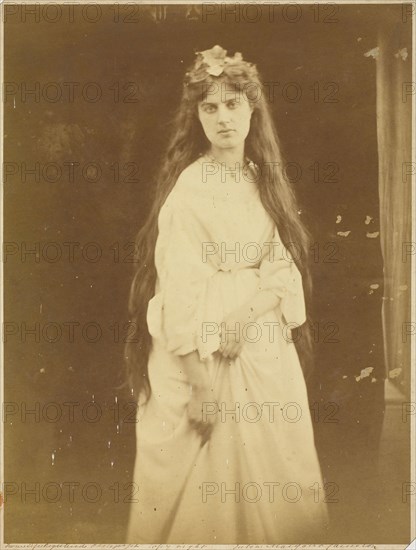 Marie Spartali, September 1868, Julia Margaret Cameron, English, 1815–1879, England, Albumen print, 31.2 × 23.5 cm (image/paper), 35.5 × 27.9 cm (mount)