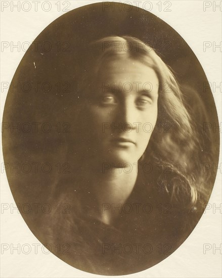 Julia Jackson, April 1867, Julia Margaret Cameron, English, 1815–1879, England, Albumen print, 24.9 × 19.9 cm (image/paper, oval), 37.1 × 29.3 cm (mount)