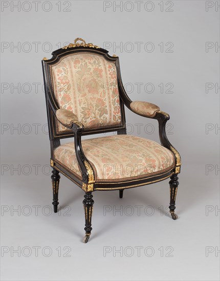 Armchair, 1860/65, Leon Marcotte, American, born France, 1824–1887, United States, Ebonized cherry and ormolu, 98.4 × 64.8 × 61.6 cm (38 3/4 × 25 1/2 × 24 1/4 in.)