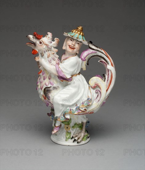 Oil or Vinegar Cruet, c. 1737, Meissen Porcelain Manufactory, German, founded 1710, Modeled by: Johann Joachim Kändler (German, 1706-1775, active at Meissen, 1731-1775), Meissen, Hard-paste porcelain, polychrome enamels, and gilding, 21.3 × 14.6 × 7.3 cm (8 3/8 × 5 3/4 × 2 7/8 in.)