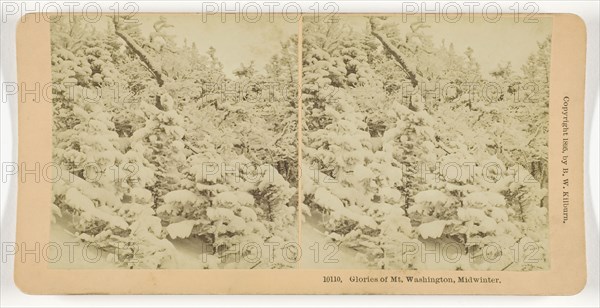 Glories of Mt. Washington, Midwinter, 1895, B. W. Kilburn, American, 1827–1909, United States, Albumen silver print, stereo, 8 x 7.7 cm (each image), 8.8 x 17.8 cm (card)