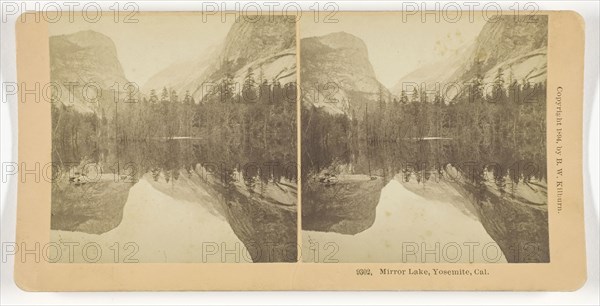 Mirror Lake, Yosemite, California, 1894, B. W. Kilburn, American, 1827–1909, United States, Albumen silver print, stereo, 7.8 x 7.7 cm (each image), 8.8 x 17.8 cm (card)