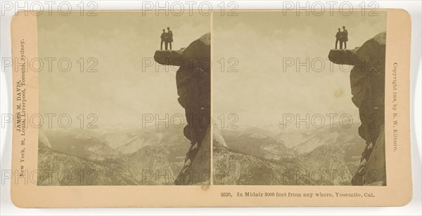 In Midair 3000 feet from anywhere, Yosemite, Cal., 1894, B. W. Kilburn, American, 1827–1909, United States, Albumen silver print, stereo, 7.7 x 7.6 cm (each image), 8.8 x 17.8 cm (card)