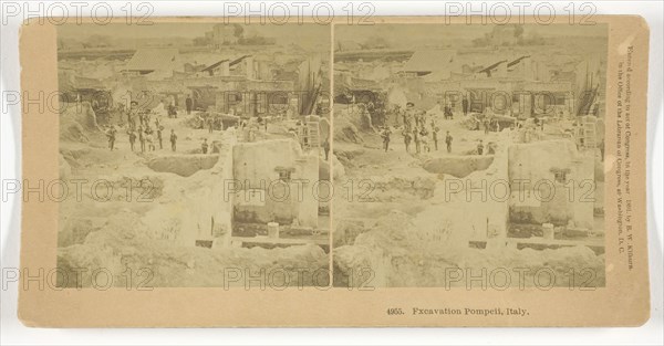 Excavation Pompeii, Italy, 1891, B. W. Kilburn, American, 1827–1909, United States, Albumen silver print, stereo, 7.5 x 7.5 cm (each image), 8.8 x 17.7 cm (card)