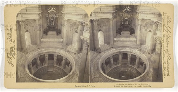 Tomb of Napoleon, Paris, France, 1888, Underwood & Underwood, American, active 1881–1920, United States, Albumen silver print, stereo, 8 x 7.6 cm (each image), 8.8 x 17.8 cm (card)