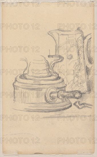 Milk Jug and Spirit Stove, 1879–82, Paul Cézanne, French, 1839-1906, France, Graphite on ivory wove paper, 194 × 118 mm