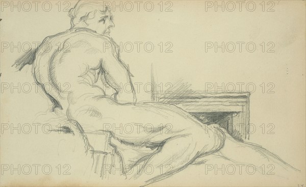 Hercules Resting, 1897, Paul Cézanne (French, 1839-1906), after Pierre Puget (French, 1620-1694), France, Graphite on ivory wove paper, 194 × 118 mm