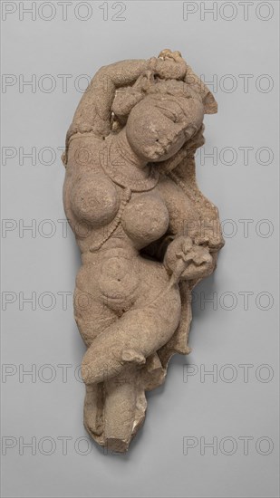 Celestial Beauty (Apsara), 12th century, India, Madhya Pradesh, Madhya Pradesh, Sandstone, 50.6 × 19.7 × 11.8 cm (20 × 7 3/4 × 4 5/8 in.)