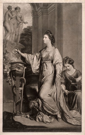 Lady Sarah Bunbury, 1766, Edward Fisher (Irish, 1730-1785), after Sir Joshua Reynolds (English, 1723-1792), Ireland, Mezzotint on ivory laid paper, 597 x 371 mm (plate), 522 x 397 mm (sheet)