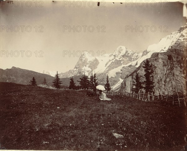 Landscape, Switzerland, c. 1860, Adolphe Braun, French, 1811–1877, France, Albumen print triptych, 23.7 × 30.1 cm (left image), 24.6 × 30.0 cm (center image), 24.5 × 29.8 cm (right image), 12 × 14 in. (each support, appro×.)