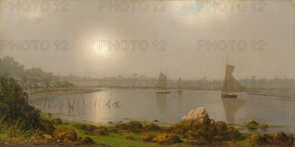 York Harbor, Coast of Maine, 1877, Martin Johnson Heade, American, 1819–1904, York Harbor, Oil on canvas, 38.7 × 76.8 cm (15 1/4 × 30 1/4 in.)