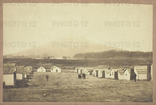 Untitled (Army camp, perhaps from the Battle of Lookout Mountain, Chattanooga, Tennessee), c. 1863, Charles Peck, American, born 1827–1900, United States, Albumen print, 20.9 x 31.2 cm (image/paper), 28.5 x 43.4 cm (mount)