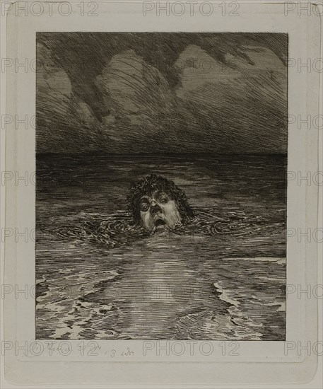 Downfall, plate twelve from A Life, 1884, Max Klinger, German, 1857-1920, Germany, Etching and drypoint on ivory wove paper, 276 x 228 mm (plate), 300 x 248 mm (sheet)