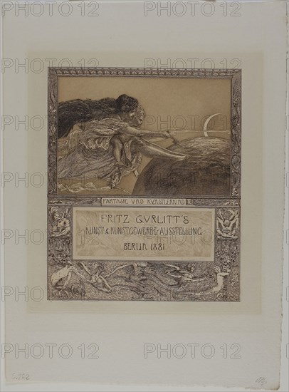 Card for the Gurlitt Exhibition: Imagination and the Child Artist, 1881, Max Klinger, German, 1857-1920, Germany, Etching and aquatint on ivory laid paper, 244 x 224 mm (plate), 373 x 269 mm (sheet)
