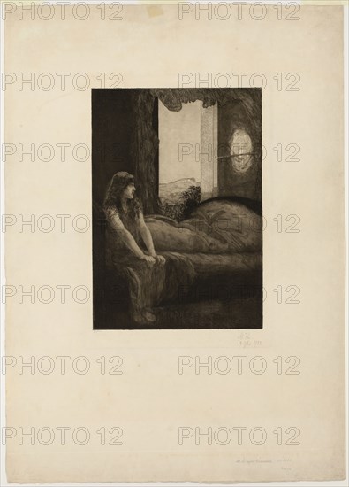 Awakening, plate eight from A Love, 1887, signed and dated in 1903, Max Klinger, German, 1857-1920, Germany, Etching and engraving on cream wove paper, 459 x 318 mm (plate), 803 x 572 mm (sheet)