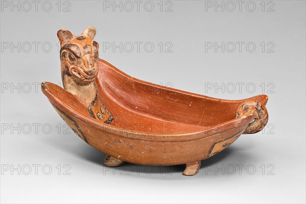 Open Bowl in the Form of a Jaguar, A.D. 600/900, Ometepe Island, Lake Nicaragua (Cocibolca), Nicaragua, Ometepe, Isla de, Ceramic and pigment, 15.2 x 26.7 x 17.2 cm (6 x 10 1/2 x 6 3/4 in.)