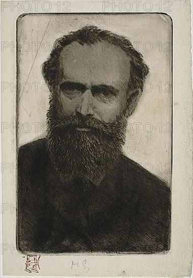 Portrait of Manet, 1880/84, Henri Charles Guérard, French, 1846-1897, France, Etching, with plate tone and drypoint on ivory laid paper, 185 × 119 mm (plate), 211 × 145 mm (sheet)