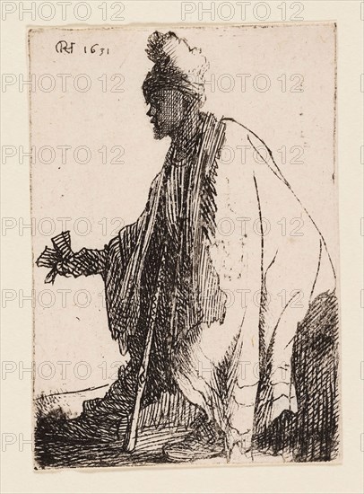 The Leper (Lazarus Klep), c. 1629, Rembrandt van Rijn, Dutch, 1606-1669, Holland, Etching on ivory laid paper, 83 x 62 mm (image/sheet)