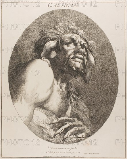 Caliban, May 20, 1775 (originally published), published 1809, John Hamilton Mortimer, English, 1740-1779, England, Etching on cream wove paper, 403 × 324 mm (plate), 580 × 341 mm (sheet)