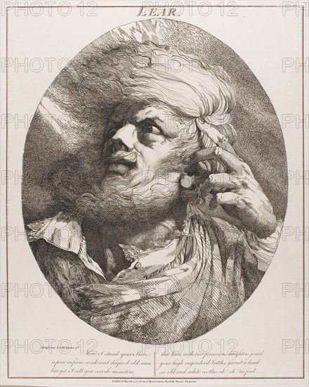 Lear, March 15, 1776 (originally published), published 1809, John Hamilton Mortimer, English, 1740-1779, England, Etching on cream wove paper, 403 × 320 mm (plate), 587 × 444 mm (sheet)