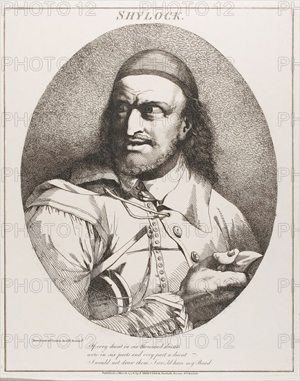 Shylock, originally published March 15, 1776, published 1809, John Hamilton Mortimer, English, 1740-1779, England, Etching on cream wove paper, 404 × 322 mm (plate), 593 × 437 mm (sheet)