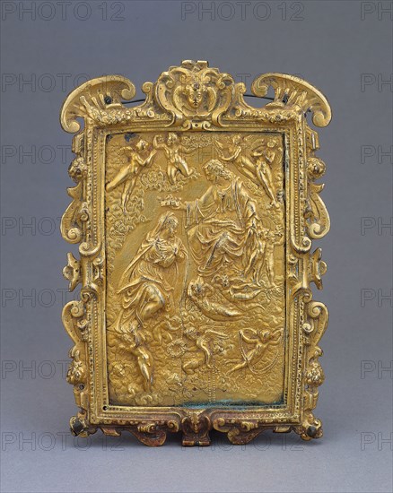 The Institution of the Rosary, c. 1590, Style of Jacopo Sansovino, Italian, 1486–1570, Italy, Bronze, 18.1 × 12.7 × 0.9 cm (7 1/8 × 5 × 5/16 in.)