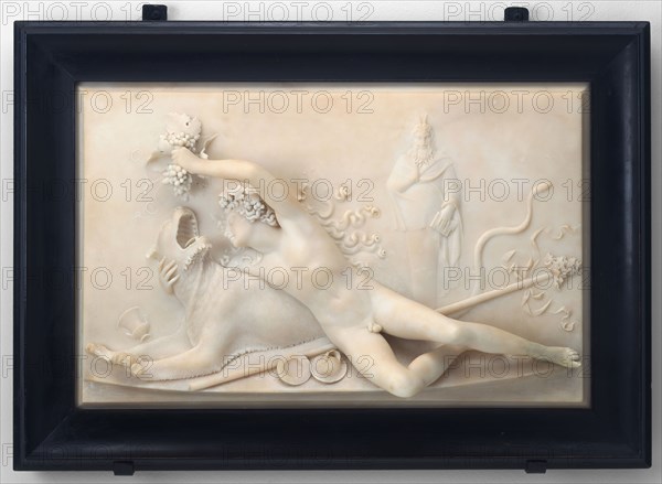 Bacchus Feeding a Panther, 1792, John Deare, English, 1759–1798, England, Marble, 33.3 × 52.7 × 14 cm (13 1/2 × 20 3/4 × 5 1/2 in.)