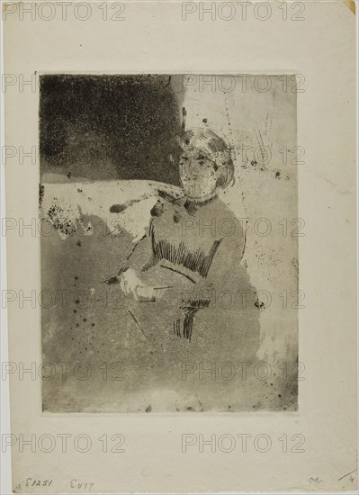The Corner of the Sofa (No. 1), c. 1879, Mary Cassatt, American, 1844-1926, United States, Soft ground etching and aquatint on ivory laid paper, 285 x 215 mm (image/plate), 407 x 290 mm (sheet)