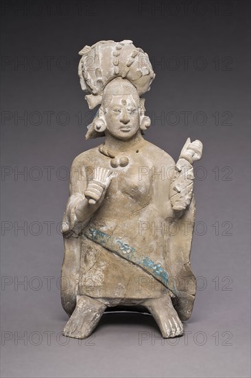 Figure of an Aristocratic Lady, A.D. 650/800, Late Classic Maya, Jaina, Campeche or Yucatán, Mexico, Yucatan Peninsula, Ceramic and pigment, H. 20.3 cm (8 in.)