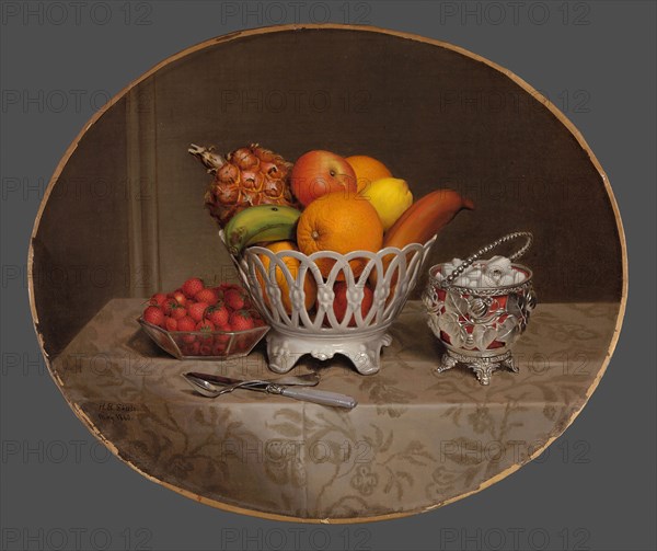 Fruit Piece, 1860, Hannah Brown Skeele, American, 1829–1901, United States, Oil on canvas, 50.8 × 60.6 cm (20 × 23 7/8 in.)