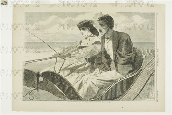 Our Watering Places—The Empty Sleeve at Newport, published August 26, 1865, Winslow Homer (American, 1836-1910), published by Harper’s Weekly (American, 1857-1916), United States, Wood engraving on buff wove paper, 234 x 351 mm (image), 287 x 408 mm (sheet)
