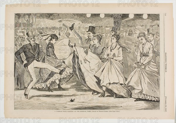 A Parisian Ball—Dancing at the Mabille, Paris, published November 23, 1867, Winslow Homer (American, 1836-1910), published by Harper’s Weekly (American, 1857-1916), United States, Wood engraving on paper, 232 x 349 mm (image), 281 x 407 mm (sheet)