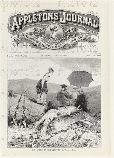 The Artist in the Country, published June 19, 1869, Winslow Homer (American, 1836-1910), published by Appletons’ Journal (American, 1869-1881), United States, Wood engraving on paper, 159 x 168 mm (image), 272 x 193 mm (sheet)