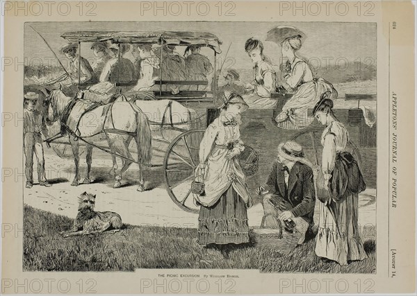 The Picnic Excursion, published August 14, 1869, Winslow Homer (American, 1836-1910), published by Appletons’ Journal (American, 1869-1881), United States, Wood engraving on paper, 166 x 232 mm (image), 194 x 272 mm (sheet)
