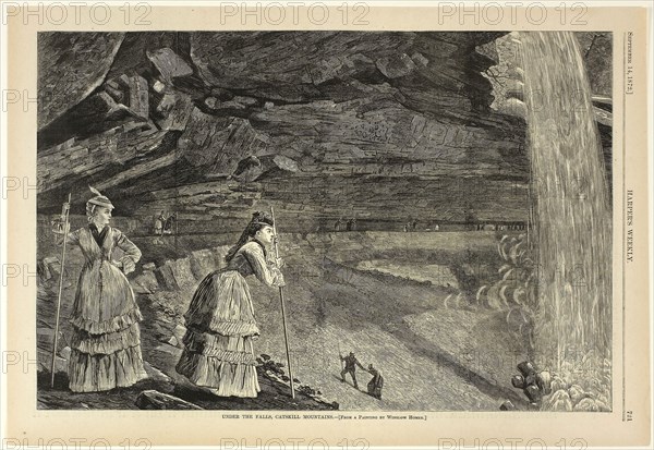 Under the Falls, Catskill Mountains, published September 14, 1872, Winslow Homer (American, 1836-1910), published by Harper’s Weekly (American, 1857-1916), United States, Wood engraving on paper, 233 x 353 mm (image), 269 x 394 mm (sheet)