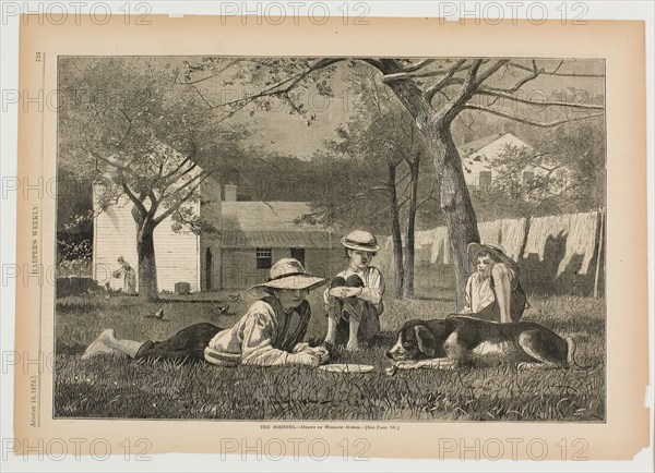 The Nooning, published August 16, 1873, Winslow Homer (American, 1836-1910), published by Harper’s Weekly (American, 1857-1916), United States, Wood engraving on paper, 231 x 349 mm (image), 280 x 400 mm (sheet)