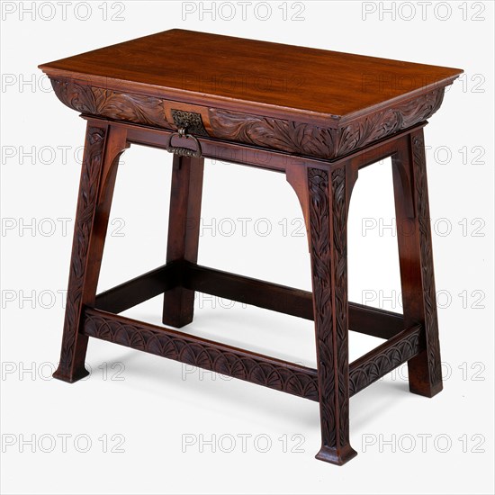 Side Table, c. 1890, Arthur Heygate Mackmurdo (English, 1851-1942), England, Mahogany and gilt brass, 74.9 × 83.8 × 50.8 cm (29 1/2 × 33 × 20 in.)