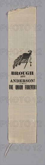 Campaign Ribbon, 1863, United States, Silk, plain weave, printed, two selvages present, 23.1 x 4.9 cm (9 1/4 x 2 in.)