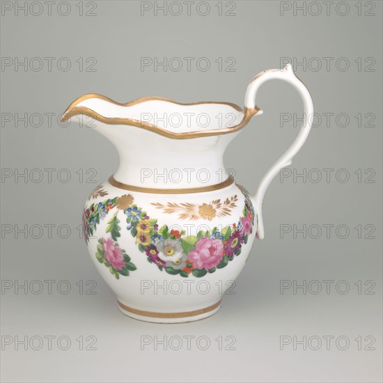 Pitcher, 1828/35, Tucker Porcelain Factory, American, 1826–1838, Philadelphia, Philadelphia, Porcelain, H.: 25.4 cm (10 in.)