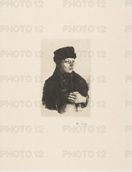 Peasant Boy with Jug, 1875/77, Wilhelm Leibl, German, 1844-1900, Germany, Etching on cream vellum paper, 146 x 93 mm (image), 154 x 101 mm (plate), 319 x 247 mm (sheet)