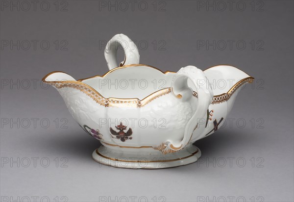 Sauceboat from the St. Andrew Service, 1744/55, Meissen Porcelain Manufactory, German, founded 1710, Germany, Hard-paste porcelain, polychrome enamels, and gilding, 12.7 × 24.6 × 21.6 cm (5 × 9 11/16 × 8 1/2 in.)