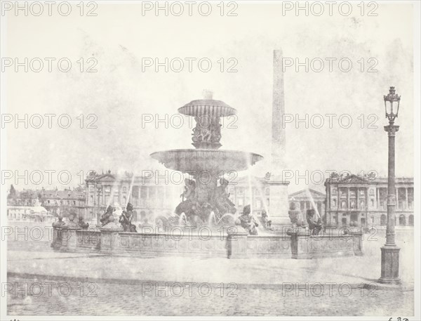 Fontaine, place de la Concorde, Paris, 1855/60, printed 1978, Édouard Baldus, French, born Germany, 1813–1889, France, Salted paper print, edition of 65, 33.7 × 44.1 cm (image/paper), 54.1 × 68.7 cm (mount)