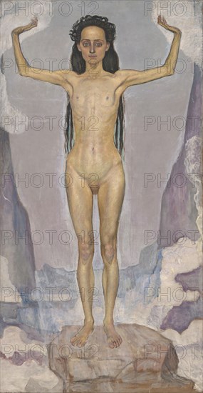 Day (Truth), 1896/98, Ferdinand Hodler, Swiss, 1853–1918, Switzerland, Oil on canvas, 79 × 41 1/2 in. (200.5 × 105 cm)