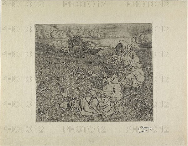 The Net Menders, 1899, Jan Toorop, Dutch, 1858-1928, Holland, Drypoint on cream vellum paper, 157 x 187 mm (plate), 232 x 297 mm (sheet)