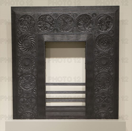 Fireplace Surround, c. 1875, Designed by Thomas Jeckyll (English, 1827-1881), Made by Barnard, Bishop & Barnards, Norfolk Iron Works (English, 1826-1908), England, Norfolk, Norfolk, Cast iron, 38 1/8 × 36 1/4 × 2 1/4 in. (97 × 92 × 5.7 cm)